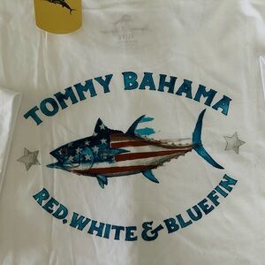 Tommy Bahama Men’s Red White & Bluefin T-Shirt USA Flag Tuna Patriotic Size XL
